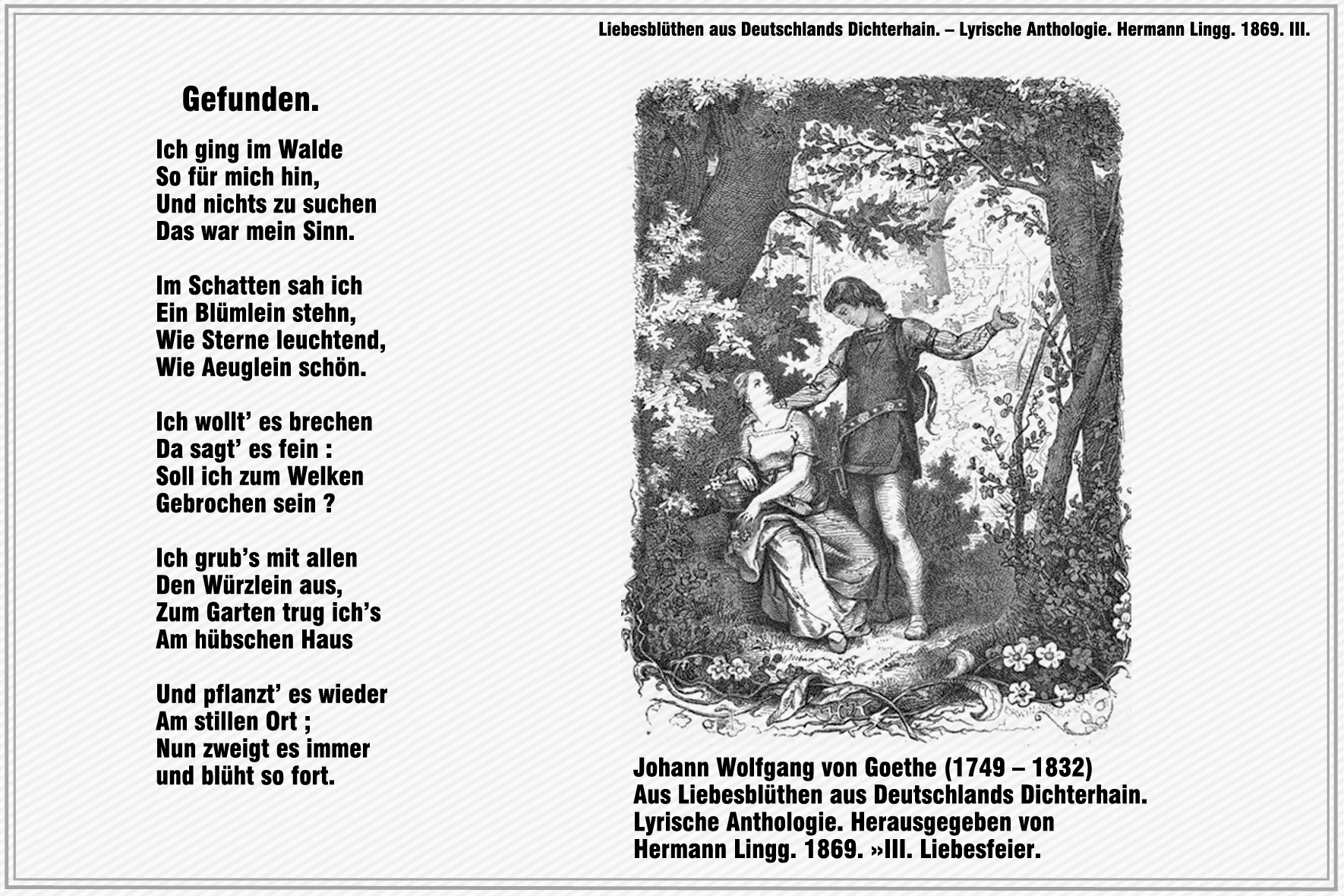 Gefunden Johann Wolfgang Von Goethe Blumen Gedichte Maerchen